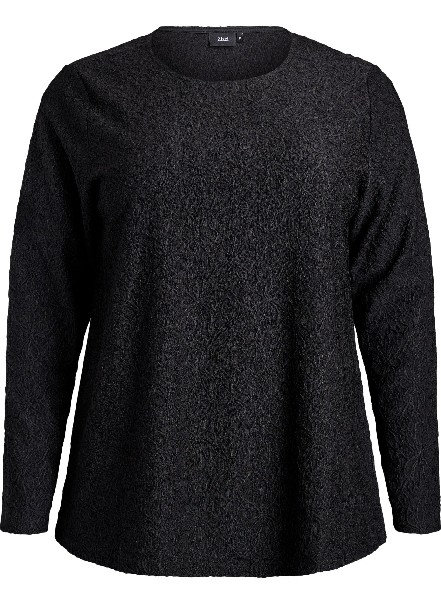 Bluzka z dlugim rekawem o kwiatowej teksturze