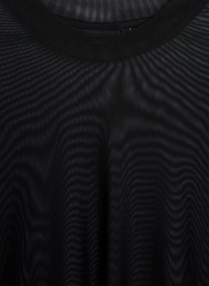 Bluzka z siateczki z krótkim rekawem, Czarne, Packshot image number 2