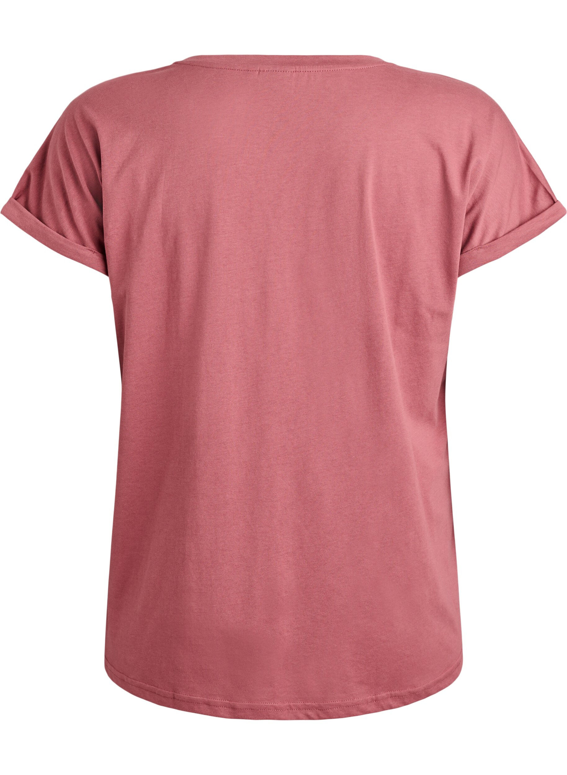 ZizziT-shirt z kr&oacute;tkim rekawem w mieszance bawelny, R&oacute;żowy, Packshot image number 1