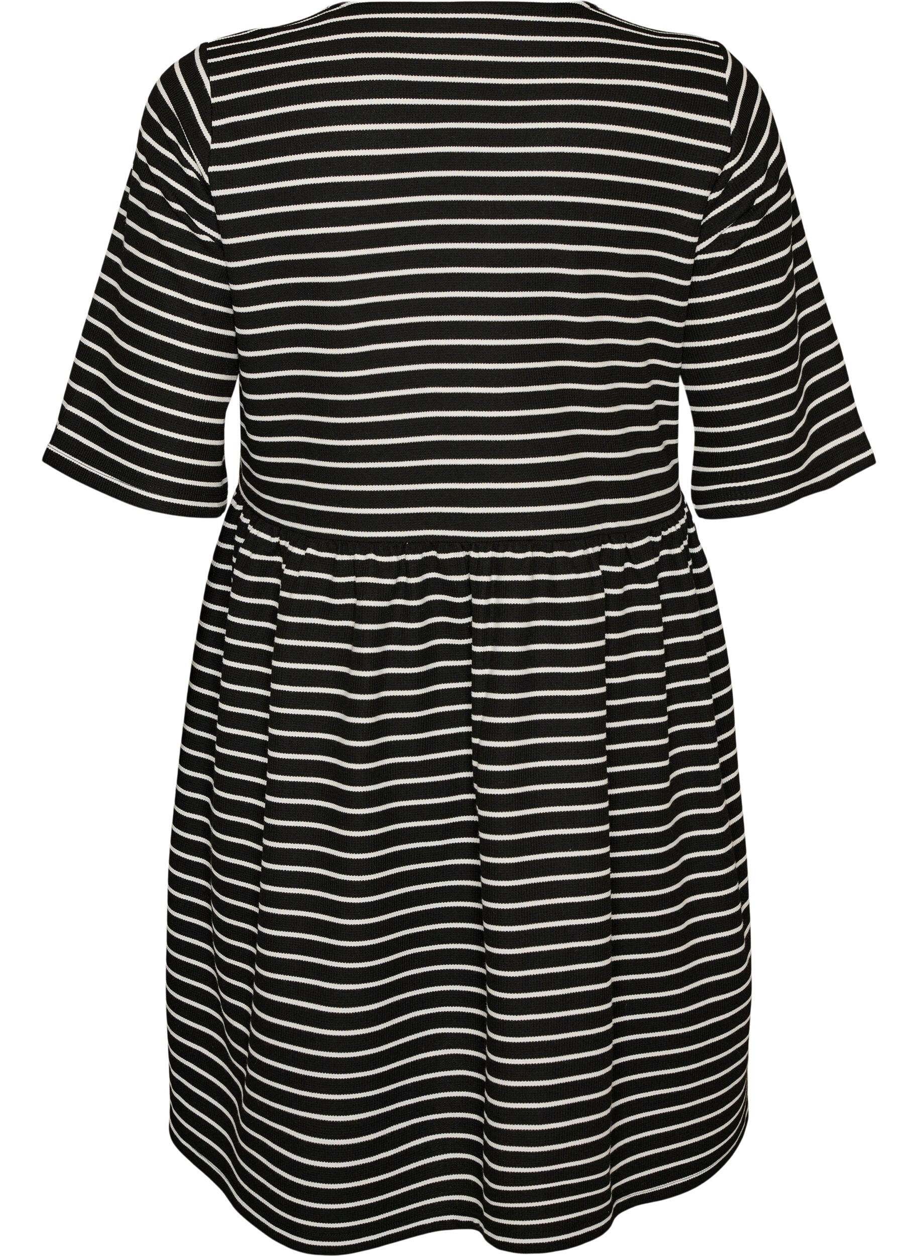 ZizziSukienka o prazkowanej fakturze i kroju empire, Biały, Packshot image number 1