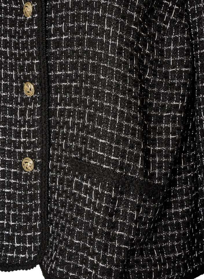 Kurtka z boucle ze zlotymi guziki, Czarne, Packshot image number 3