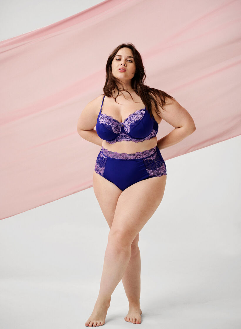 W pelni zabudowany biustonosz z fiszbinami i koronka, Clematis Blue ASS, Image image number 0