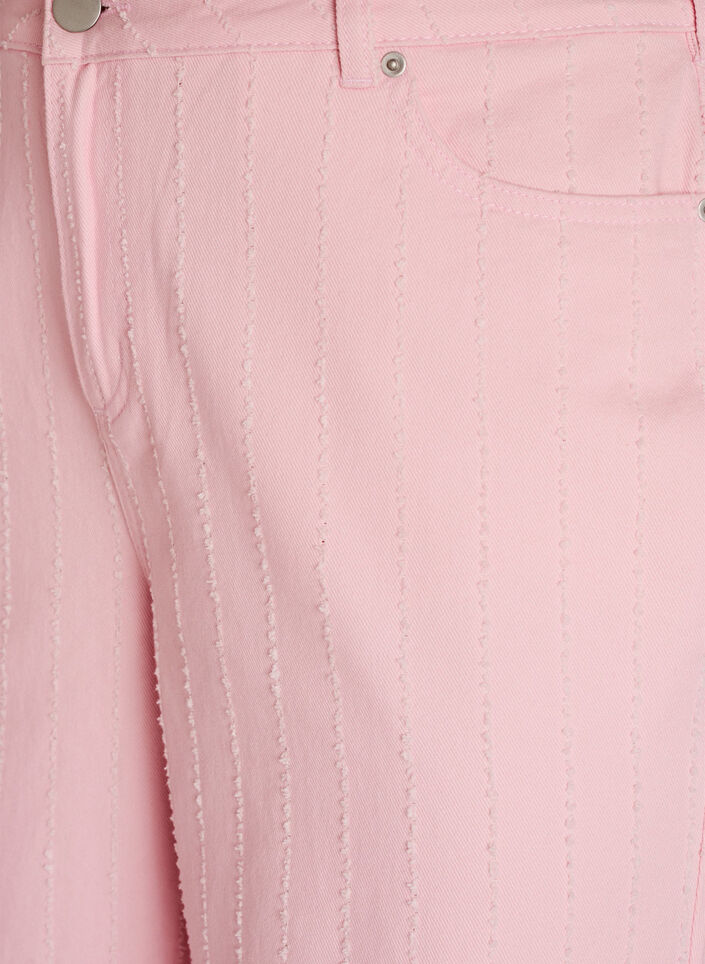 Jeansy Myra z kolorowego denimu, o szerokim kroju i fakturowanym wzorze, R&oacute;żowy, Packshot image number 2