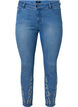 Cropped Emily jeans with embroidery, Blue denim, Packshot image number 0