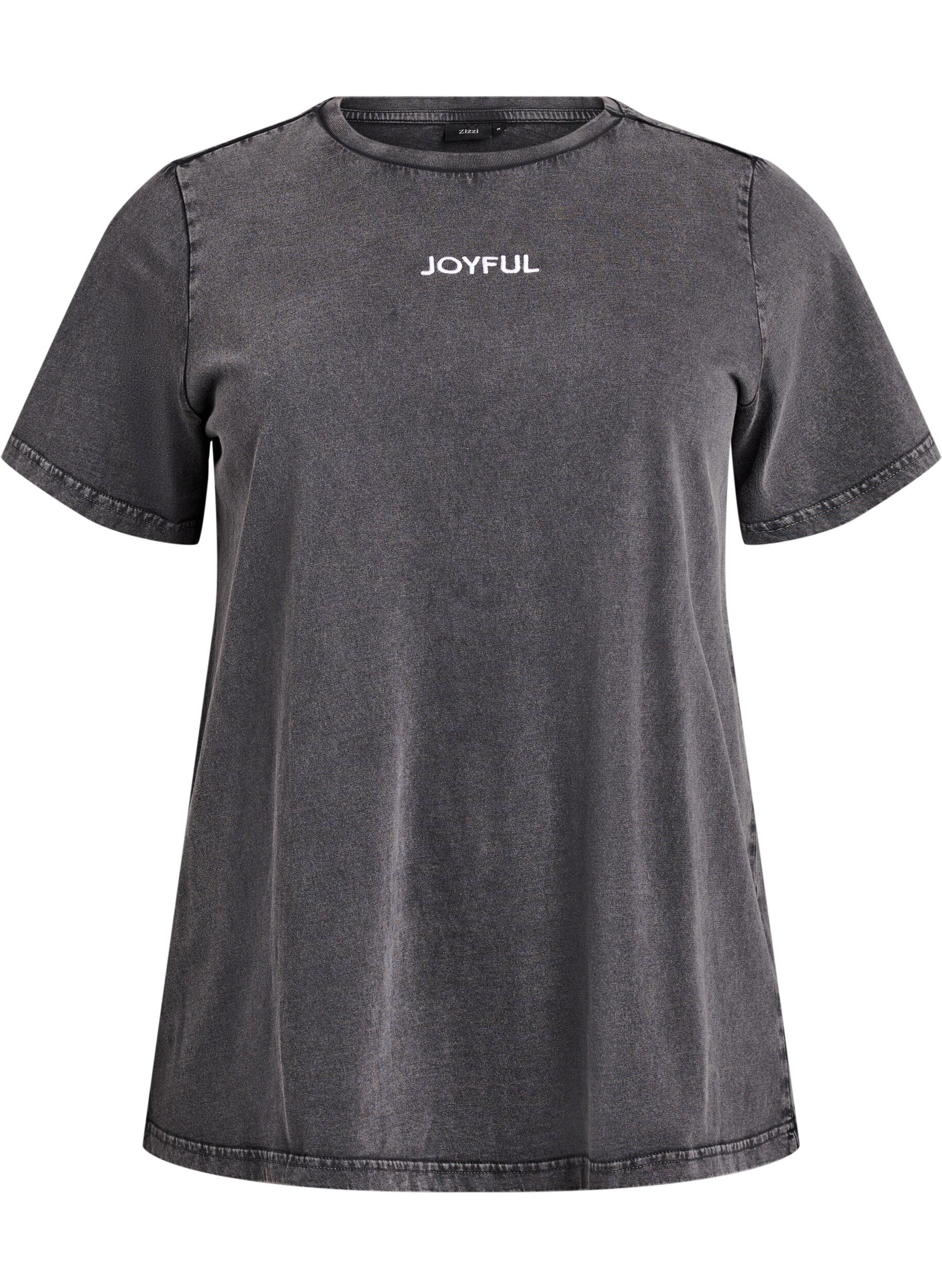 Zizzi Koszulka z bawelna organiczna z nadrukiem na plecach, Ciemnoszary, Packshot image number 0