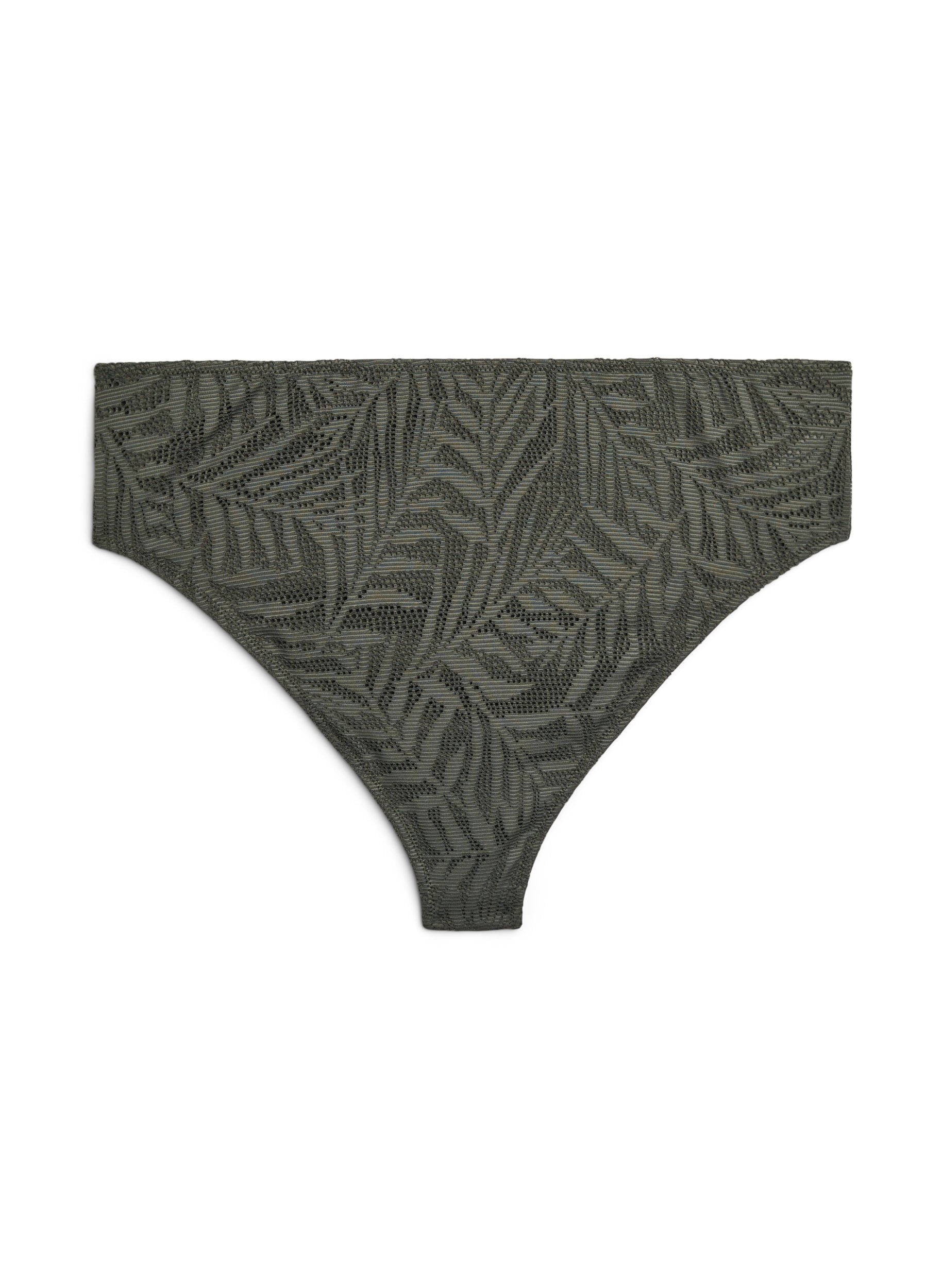 Zizzi Figi damskie z brazylijskiego bikini ze strukturalnej siateczki, Zielony, Packshot image number 1