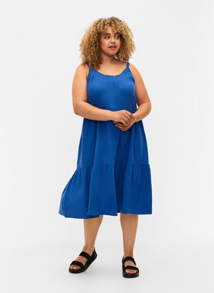 Jednolita bawelniana sukienka w kolorze tie-dye, Victoria blue, Model image number 2