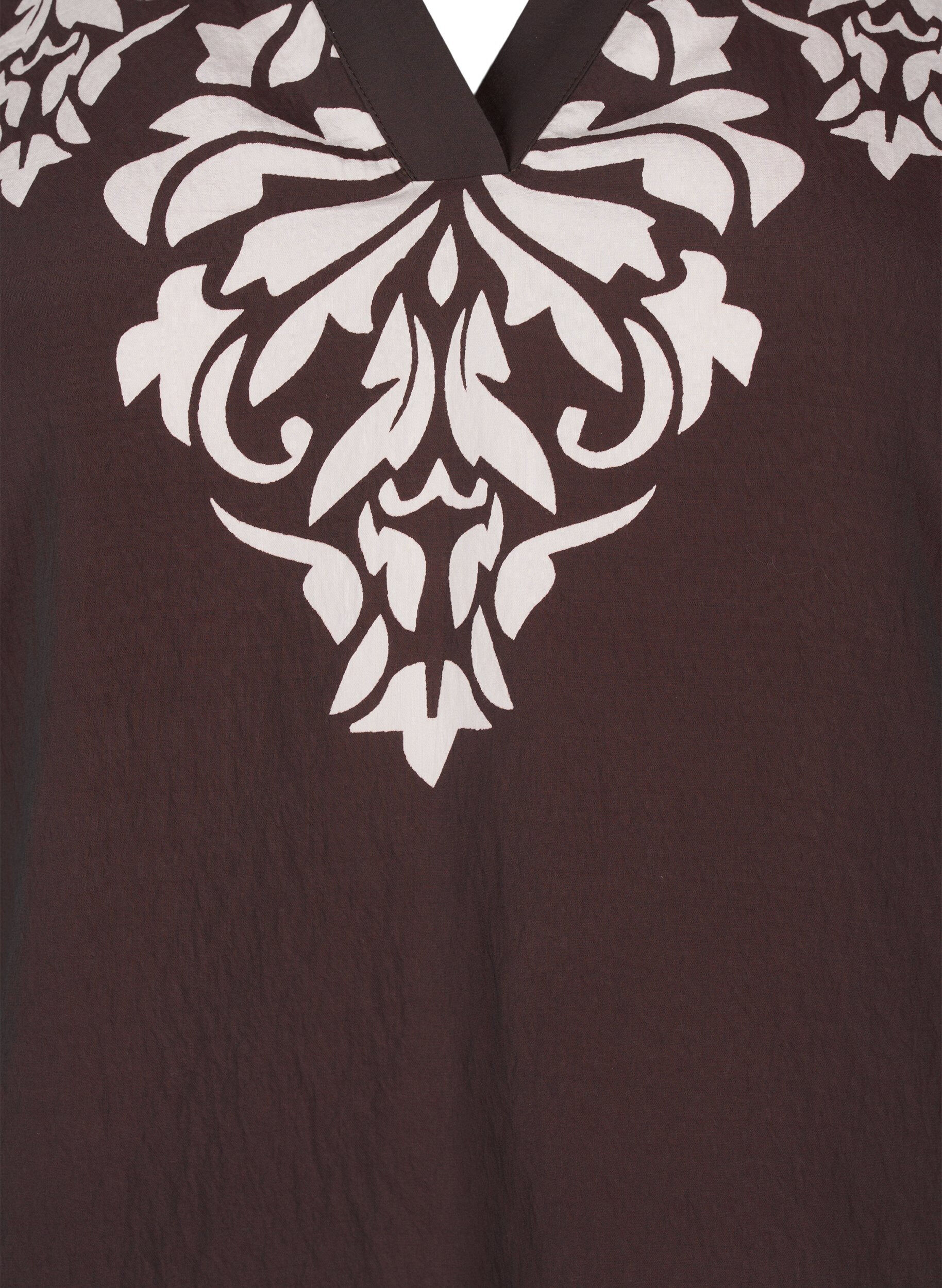 Zizzi Bluzka z kr&oacute;tkim rekawem, nadrukiem i falbanami, Brązowy, Packshot image number 2