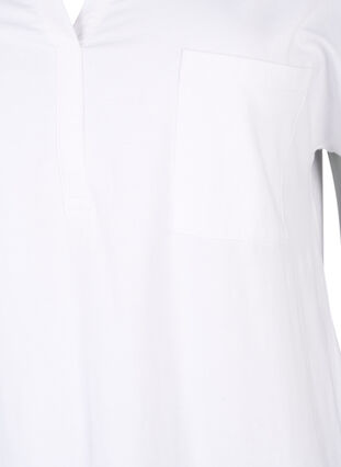 Koszulka z dekoltem w szpic i kieszenia na piersi, Bright White, Packshot image number 2