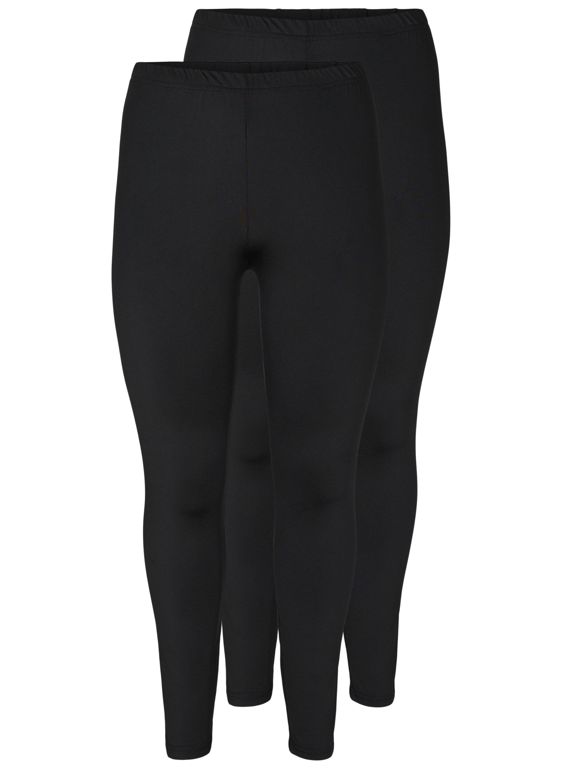 Zizzi 2-pack basic leggings, Black, Packshot image number 0