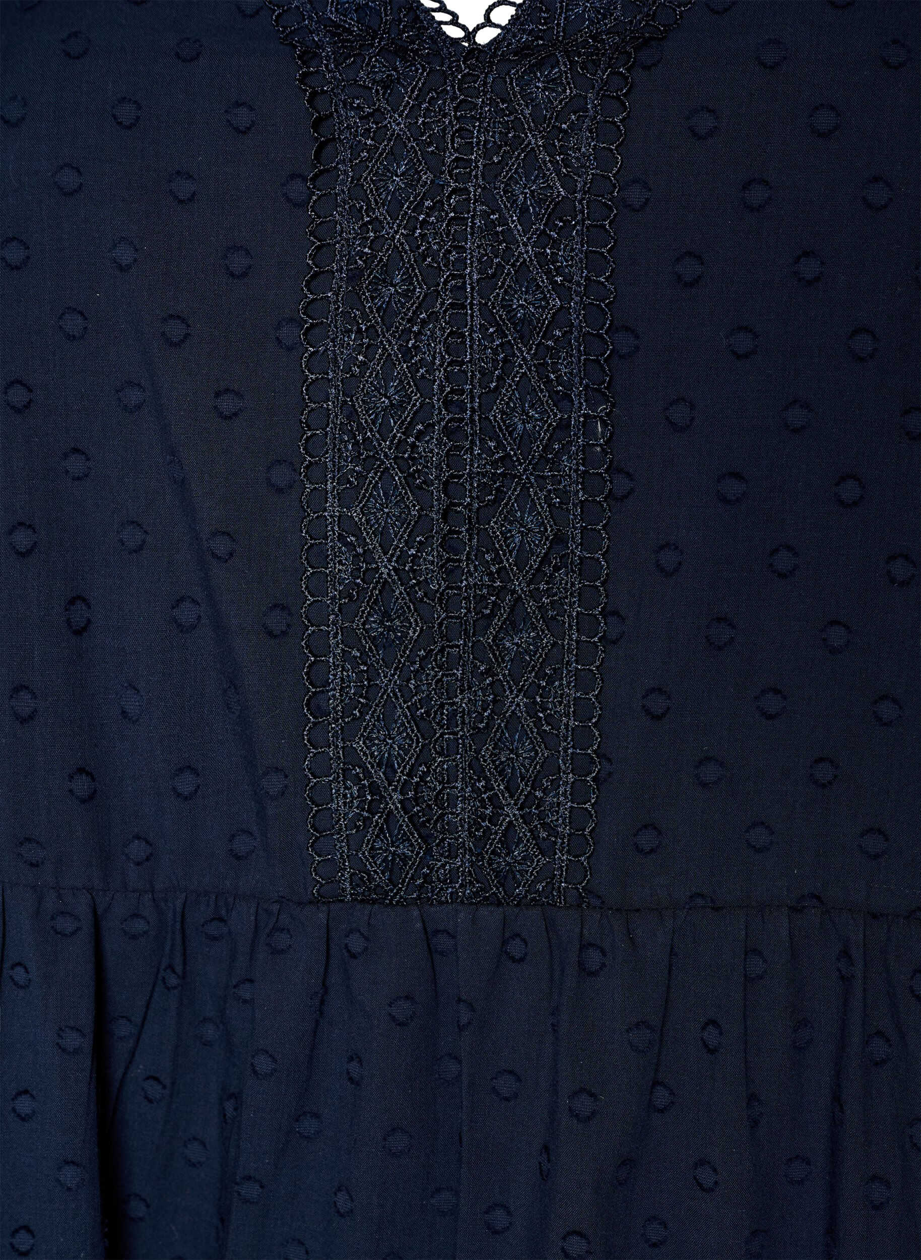 Zizzi Bawelniana sukienka midi z faktura i detalami crochet, Niebieskie, Packshot image number 2