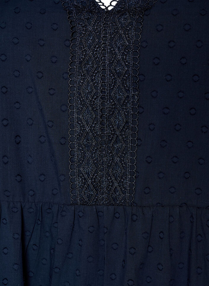 Bawelniana sukienka midi z faktura i detalami crochet, Niebieskie, Packshot image number 2