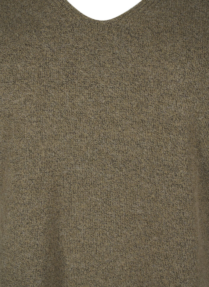 Dzianinowa bluzka z dekoltem w szpic, Dusky G. Black Mel., Packshot image number 2