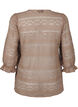 Bluzka z dziurkami i rekawami 3/4, Brązowy, Packshot image number 1