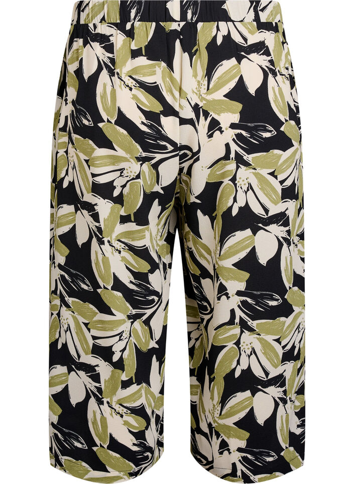 Spodnie culotte z nadrukiem, Czarne, Packshot image number 1