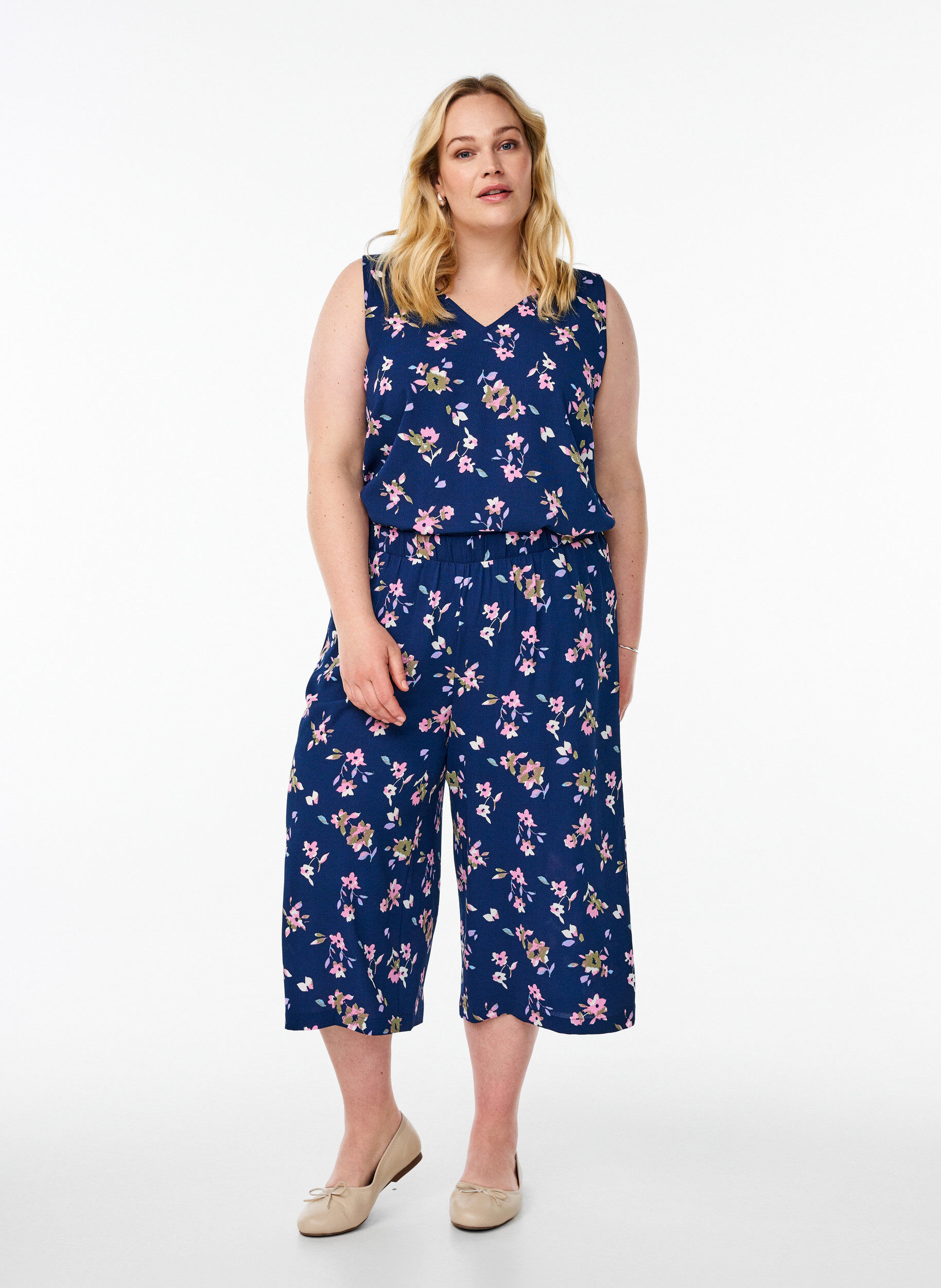 ZizziSpodnie culotte z nadrukiem, Niebieskie, Model image number 0