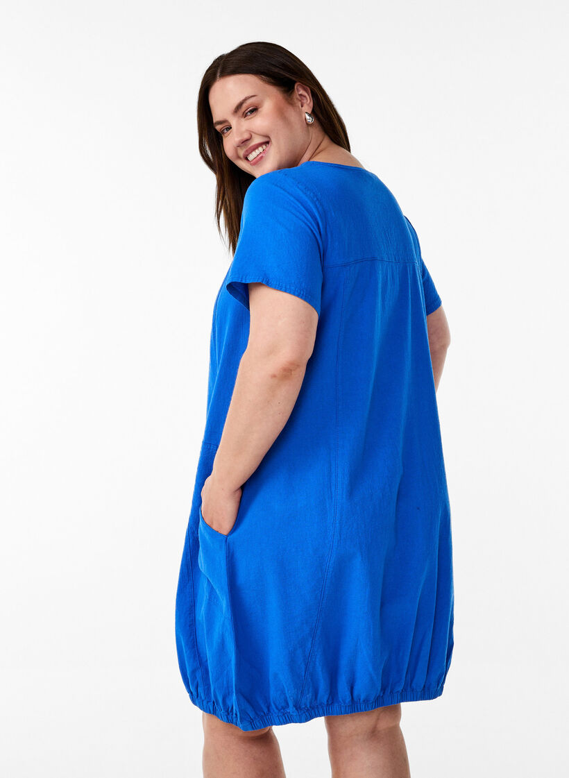 Bawelniana sukienka z kr&oacute;tkim rekawem, Niebieskie, Model image number 2