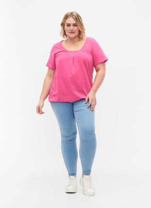 Bawelniana koszulka z krótkim rekawem, Shocking Pink, Model image number 2