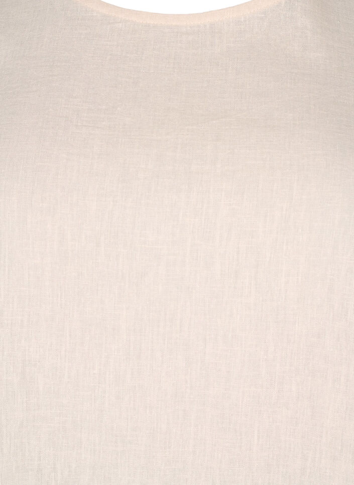 Bluzka z krótkim rekawem z mieszanki bawelny z lnem i koronkowymi detalami, Sandshell, Packshot image number 2