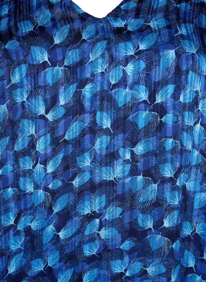 Sukienka z dekoltem w szpic i rekawami 3/4 z nadrukiem, Navy Blazer Leaf AOP, Packshot image number 2