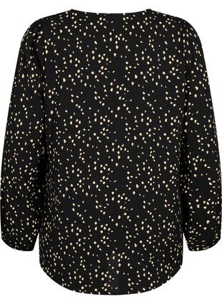 Bluzka koszulowa z dekoltem w serek i nadrukiem, Black Dot AOP, Packshot image number 1