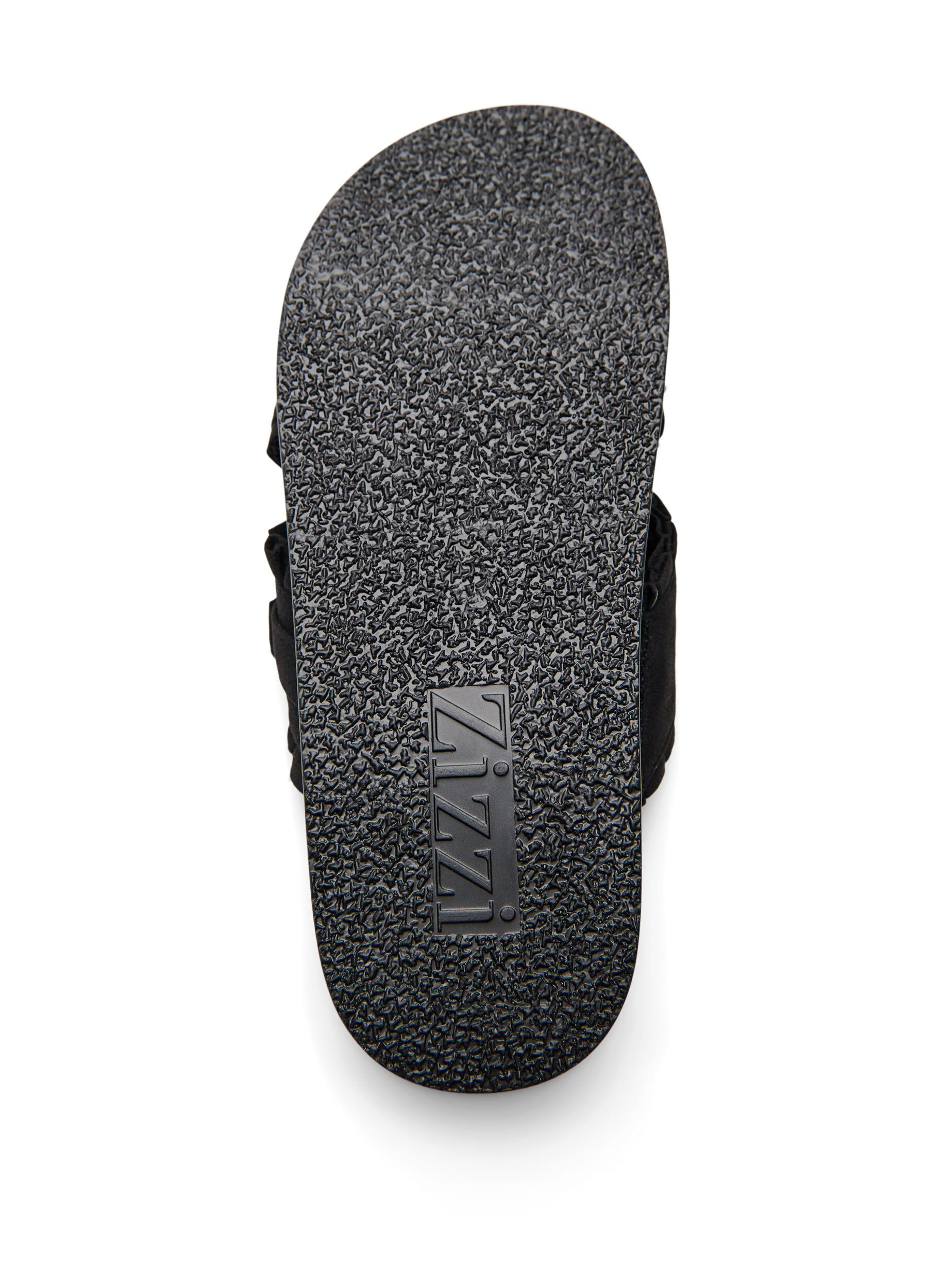 Zizzi Sandaly z krzyzujacymi sie paskami i falbankowym wykonczeniem, Czarne, Packshot image number 4