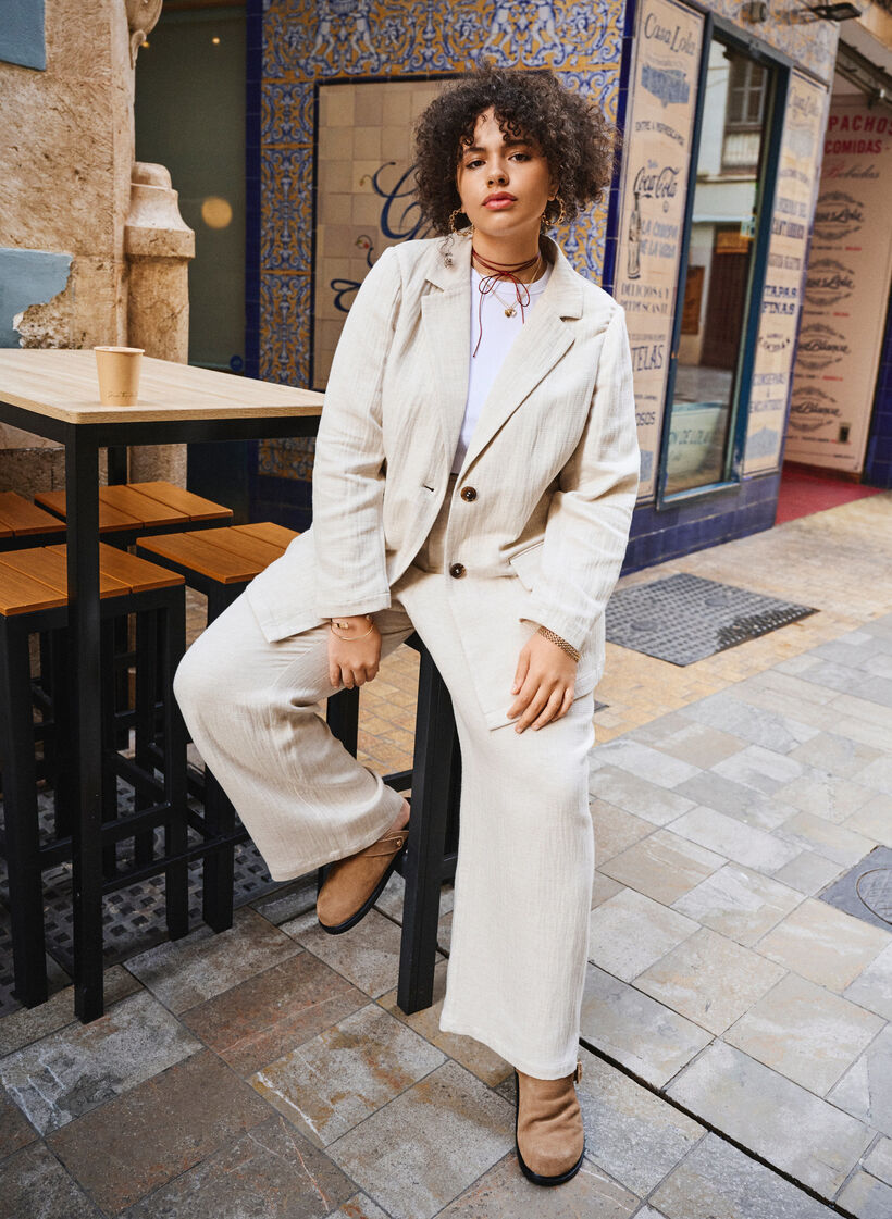 Spodnie garniturowe z mieszanki materialów z lnem, Rainy Day, Image image number 0