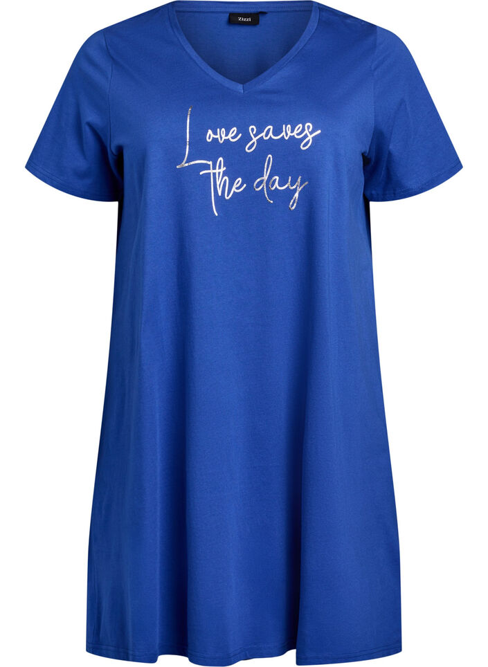 Koszula nocna z bawelny organicznej z dekoltem w szpic, , Packshot image number 0