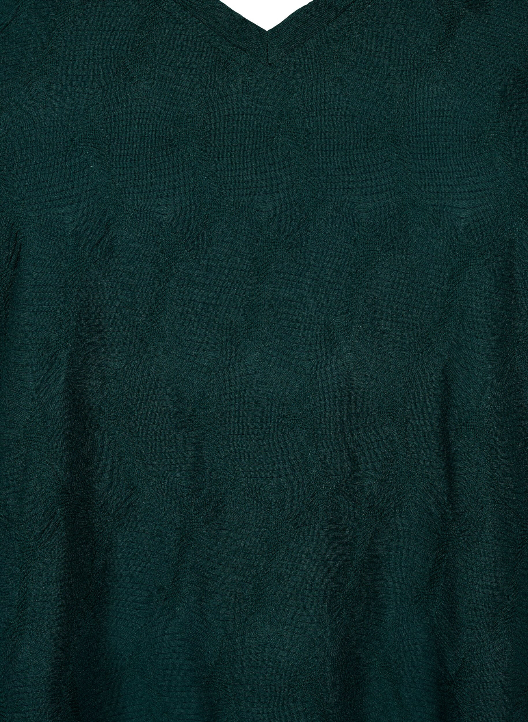 Zizzi FLASH &ndash; bluzka z dlugim rekawem ze strukturalnej tkaniny, Scarab, Packshot image number 2