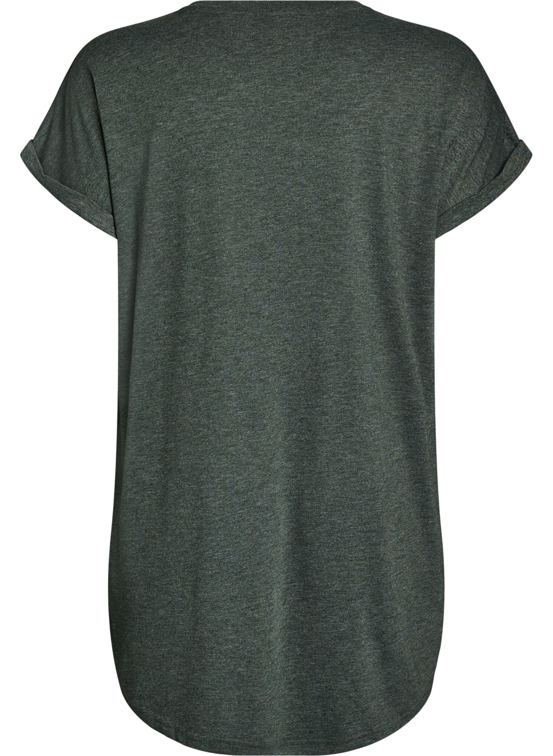 Zizzi Koszula nocna z kr&oacute;tkim rekawem i nadrukiem tekstowym, Zielony, Packshot image number 1