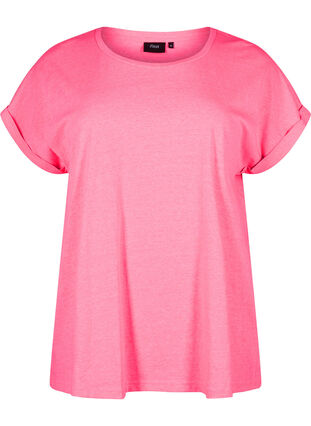 Bawelniant T-shirt w neonowym kolorze, Neon pink, Packshot image number 0