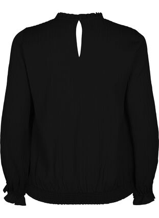 Plisowana bluzka z marszczeniami i faktura, Black, Packshot image number 1
