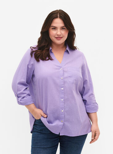 Koszula zapinana na guziki, Lavender, Model image number 0