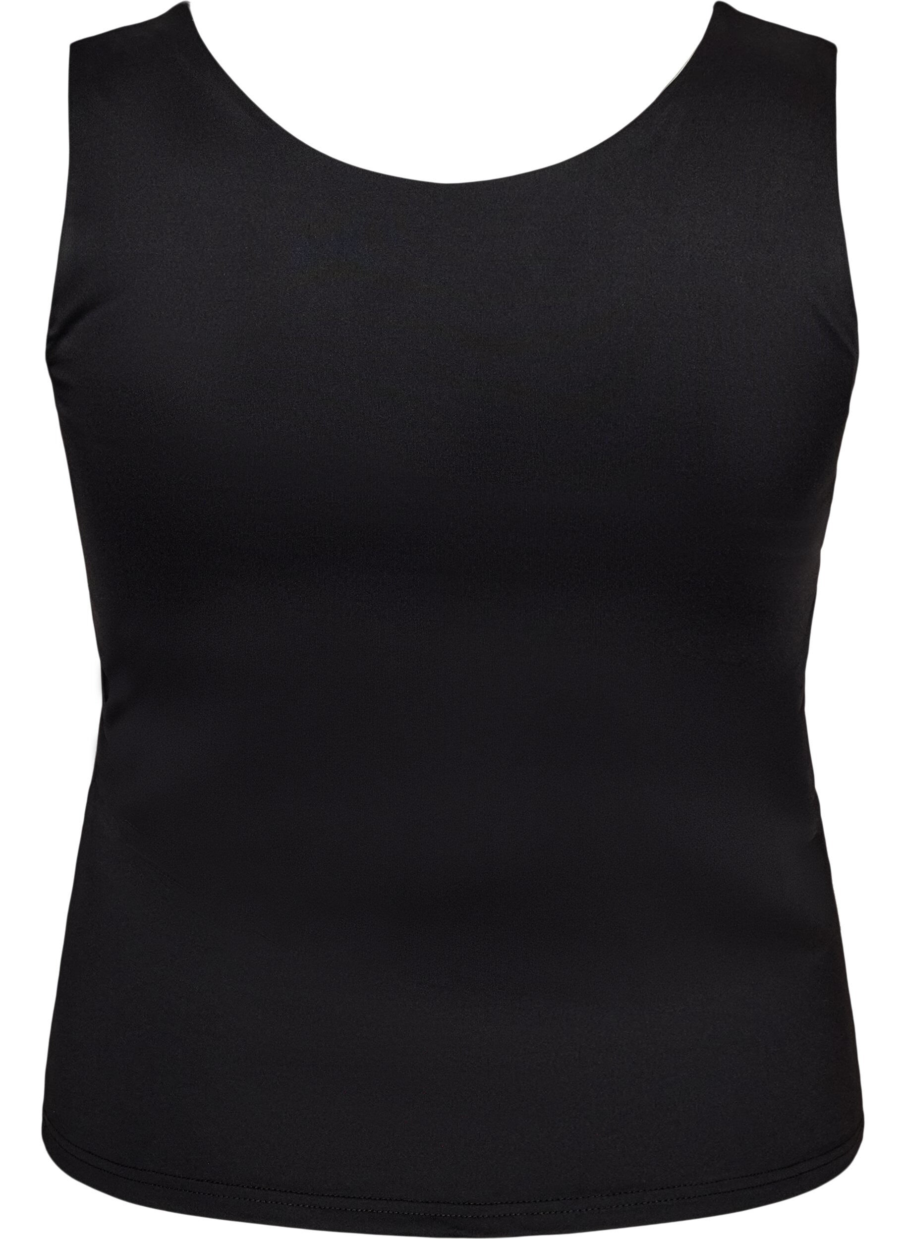 ZizziDopasowany top basic z gladkiego materialu, Czarne, Packshot image number 1