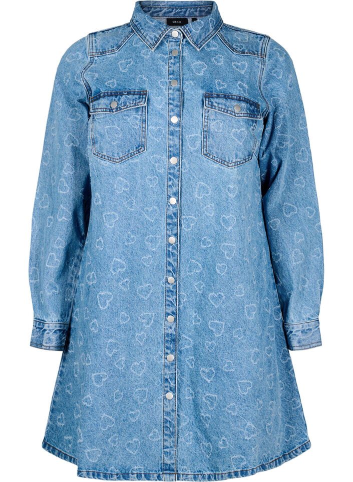 Dzinsowa sukienka z motywem serca, Niebieskie, Packshot image number 0