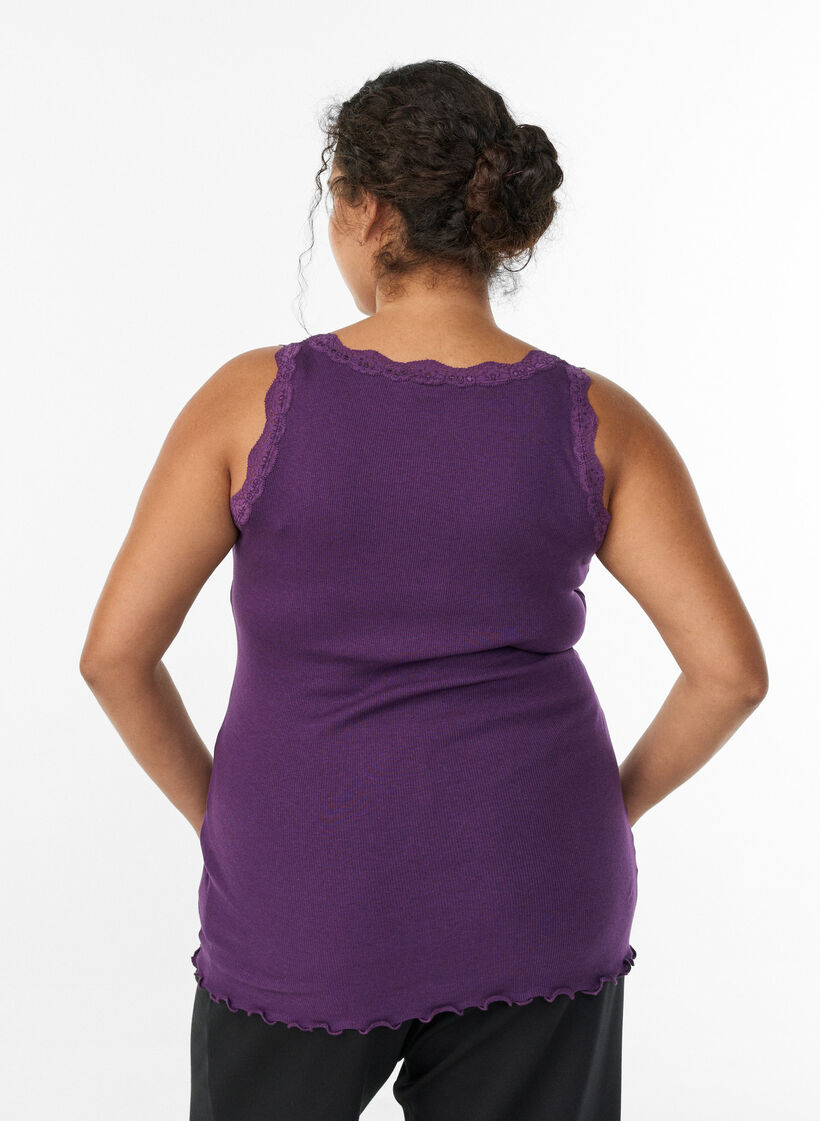 Top z koronkowym wykonczeniem, Fioletowy, Model image number 2
