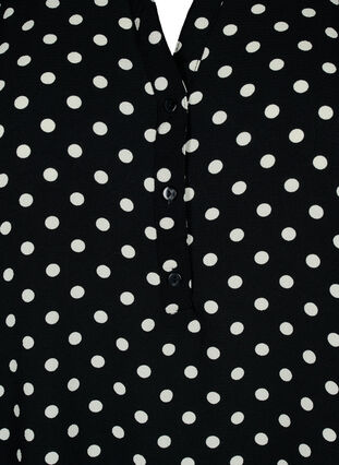 Bluzka z krótkim rekawem i dekoltem w serek, Black w. Dots, Packshot image number 2
