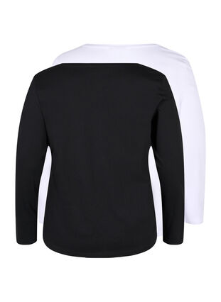 Podstawowa bawelniana bluzka (2-pack), Black/Bright W, Packshot image number 1