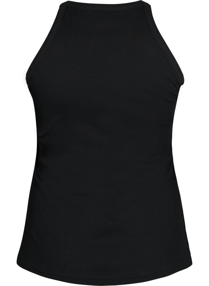 Prazkowany bawelniany tank top, Black, Packshot image number 1