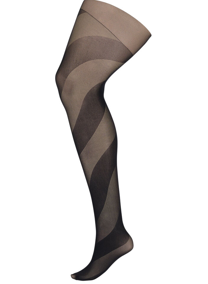 Tights in 50 denier with stripes, Black, Packshot image number 0