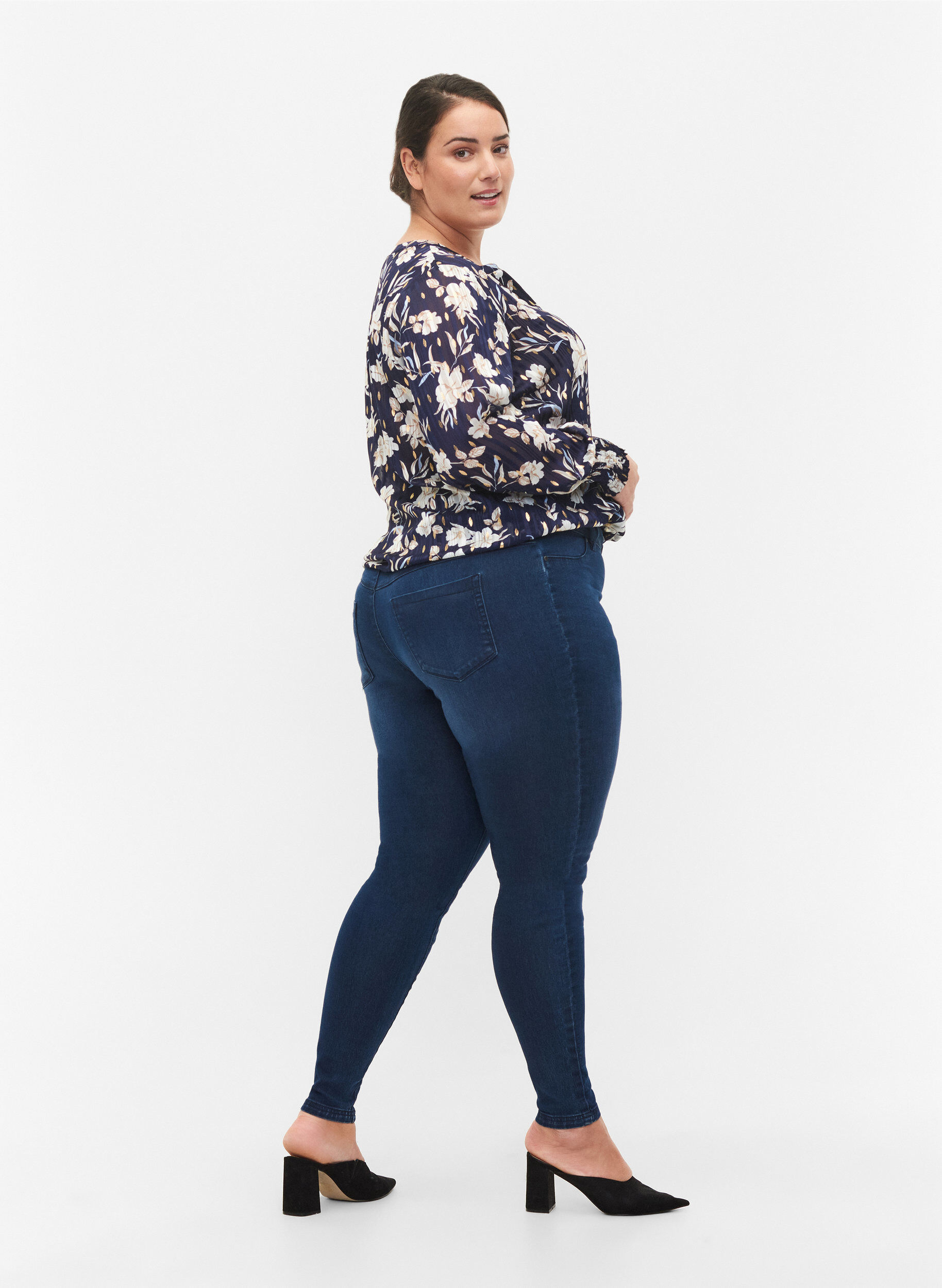 ZizziJegginsy z mieszanki bawelny, Dark blue denim, Model image number 1