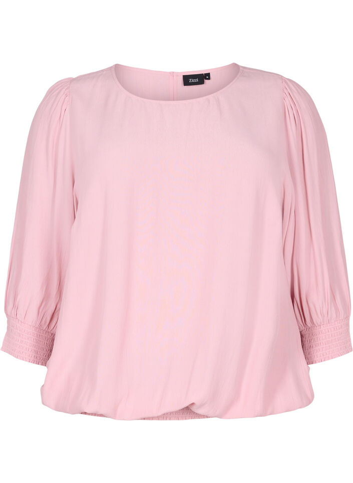 Solid-coloured viscose blouse with a balloon effect, Zephyr, Packshot image number 0