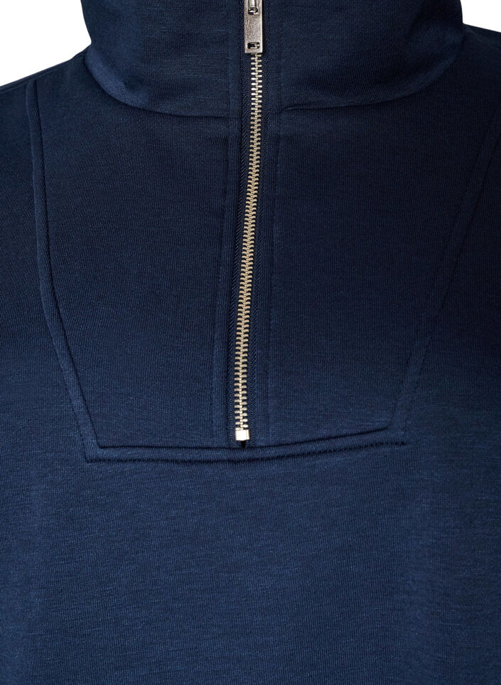 Bluza z wysokim kolnierzem i zamkiem, Niebieskie, Packshot image number 2