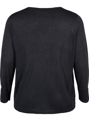 Bluzka z dzianiny wiskozowej z brokatem, Black w. DTM Lurex, Packshot image number 1