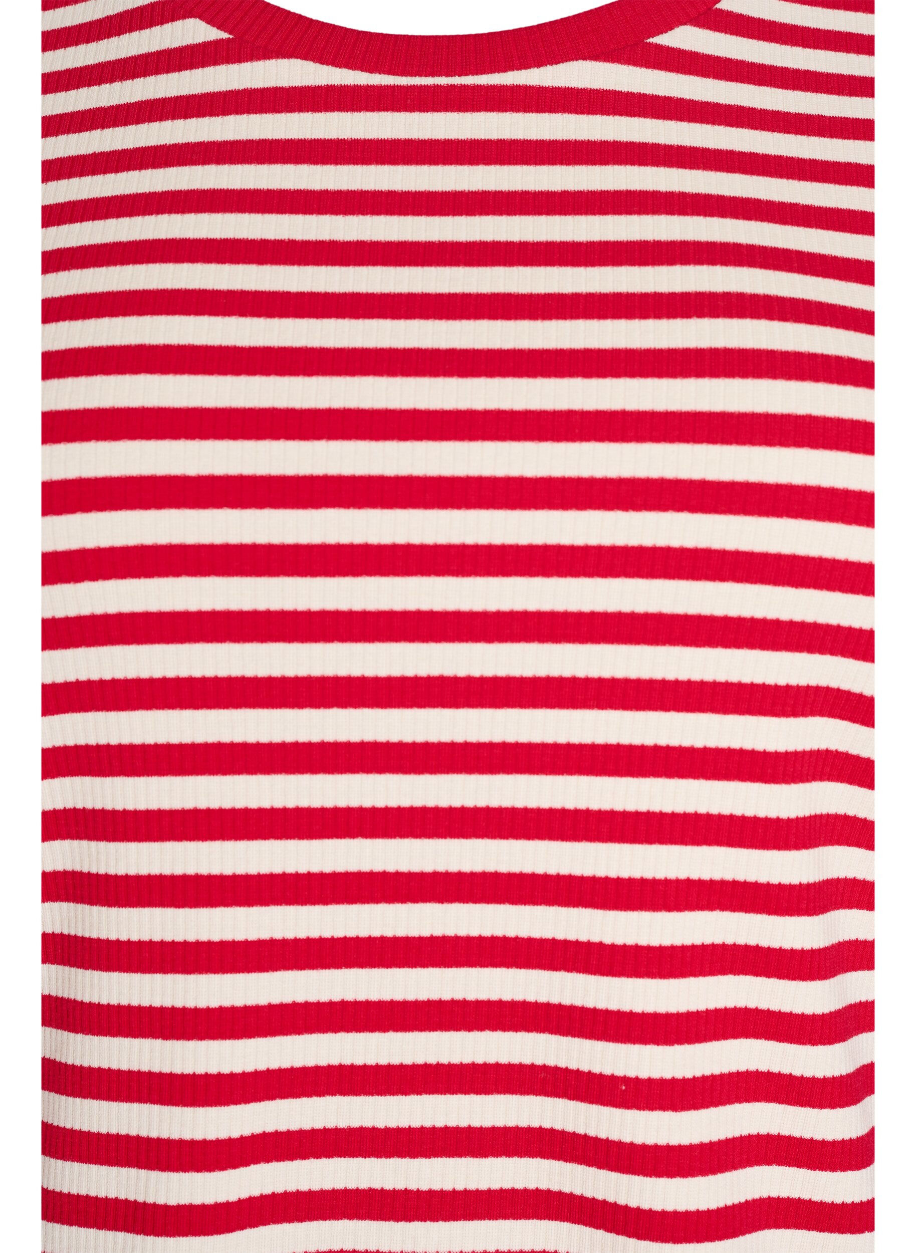 ZizziT-shirt w paski o prazkowanej fakturze, Czerwony, Packshot image number 2