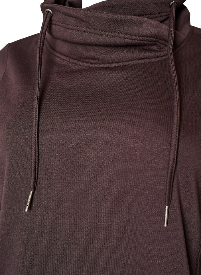 Bluza z wysokim kolnierzem i kieszeniami, Brązowy, Packshot image number 2