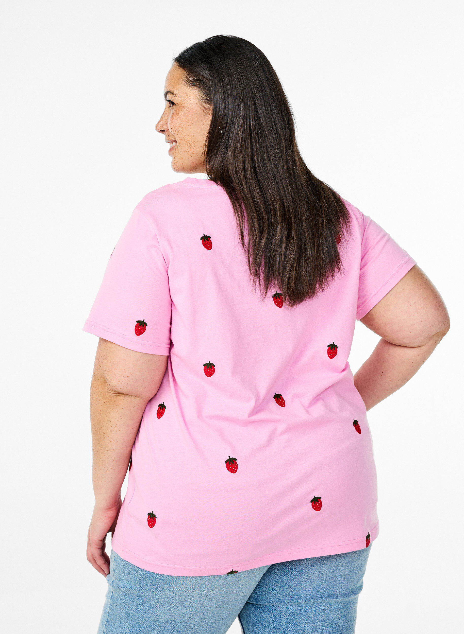 Zizzi Koszulka z bawelny organicznej z haftowanymi motywami, R&oacute;żowy, Model image number 2