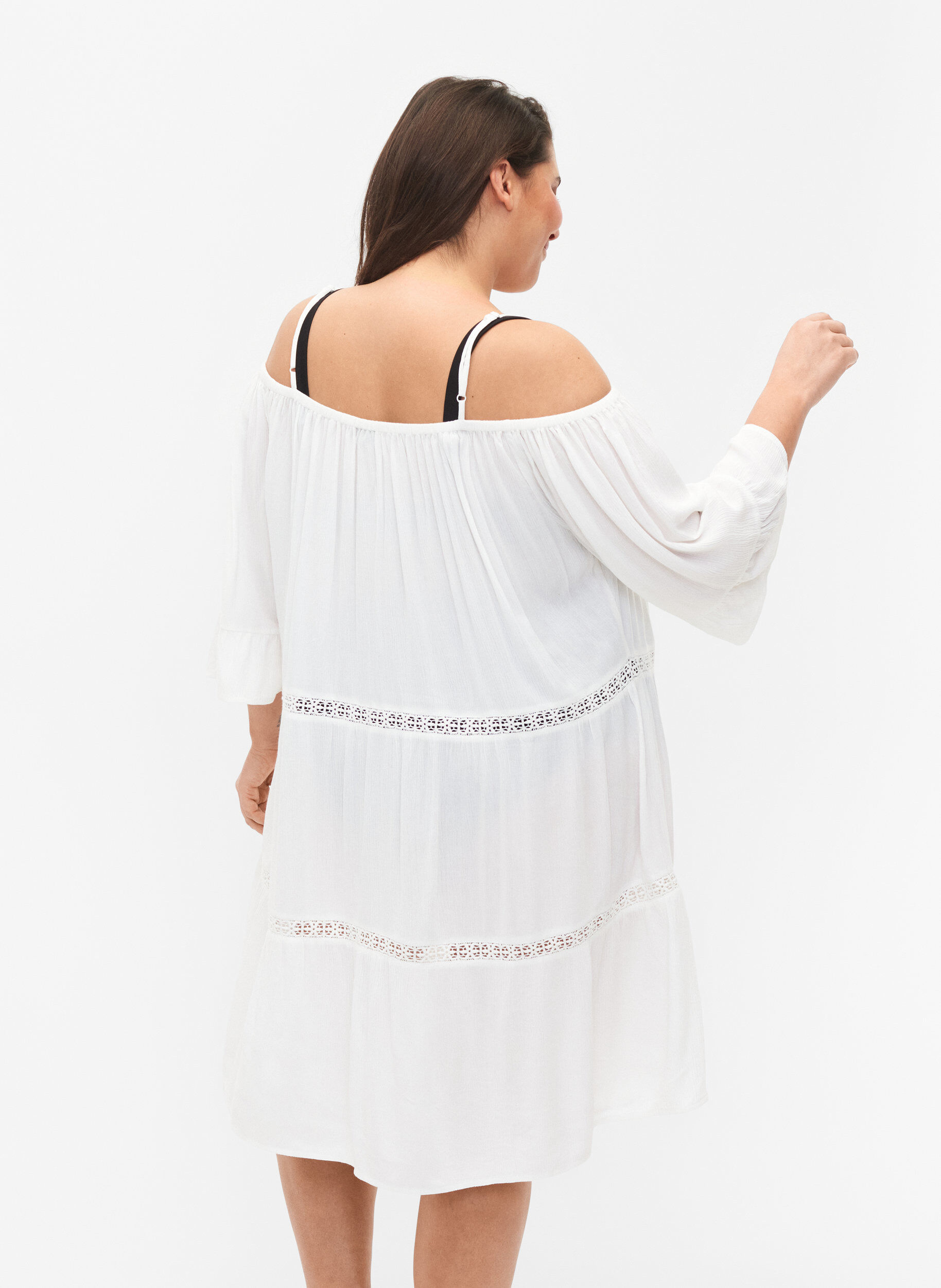 Zizzi Beach tunic with off-shoulder, White, Model image number 1