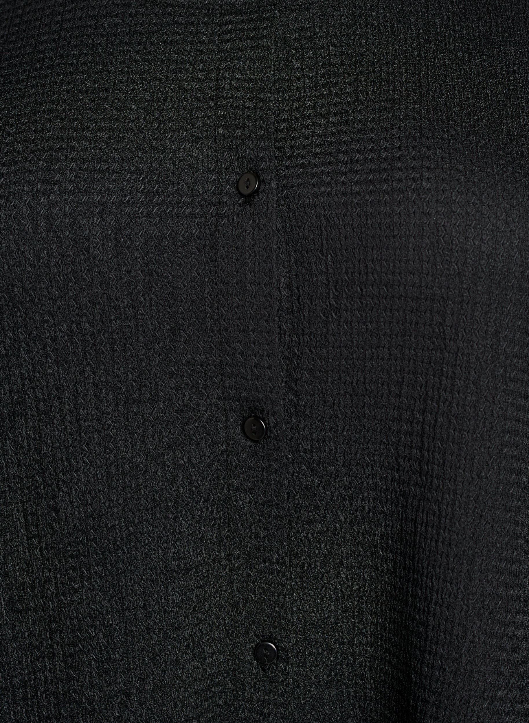 Zizzi Bluzka z kr&oacute;tkim rekawem, z faktura i zapinaniem na guziki, Czarne, Packshot image number 2