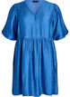 Krótka sukienka o ciekawej fakturze z krótkimi bufiastymi rekawami, Niebieskie, Packshot image number 0